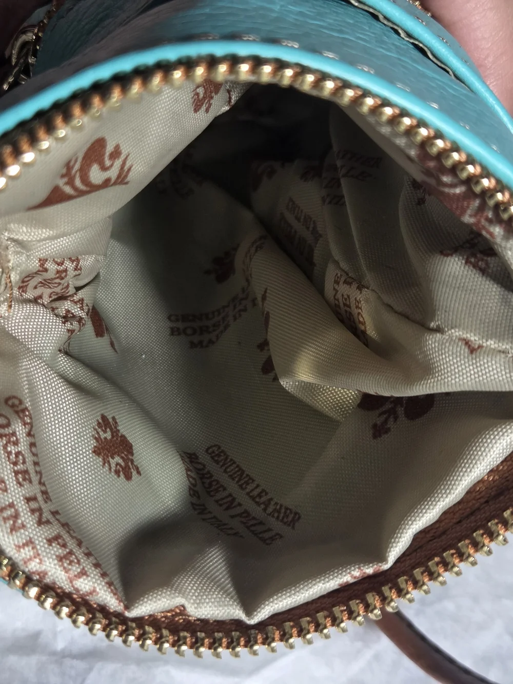 Vera Pelle Turquoise Genuine Leather Crossbody Pouch Made In Italy - Picture 7 of 7